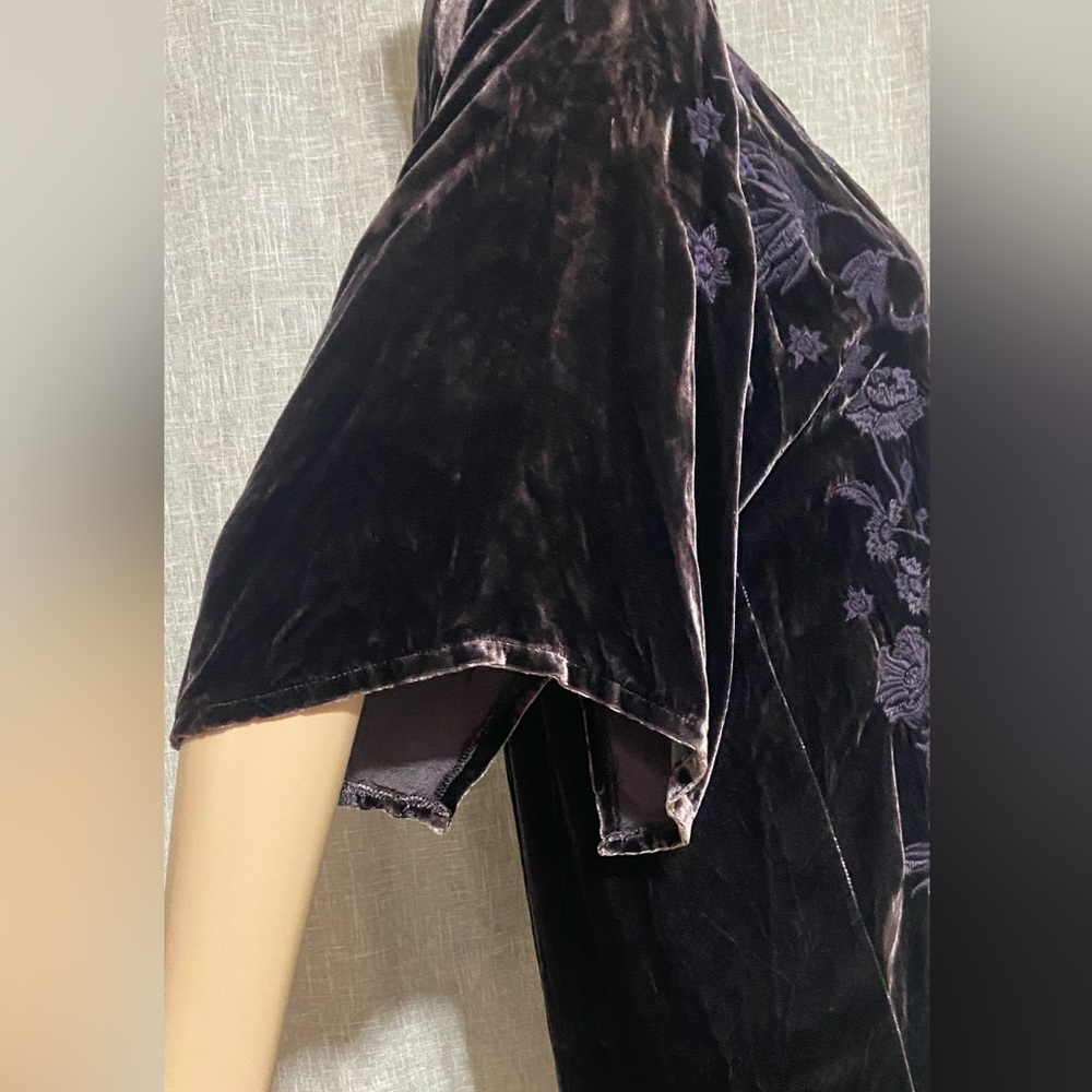 Johnny Was Velvet tunic knee length loose dress~Size:XSMALL~in deep purple - Picture 6 of 11